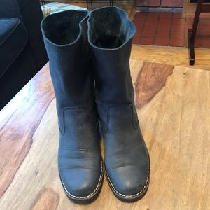 Roots Tribe Leather Boots Grey Sz 9, fold over or slouch
